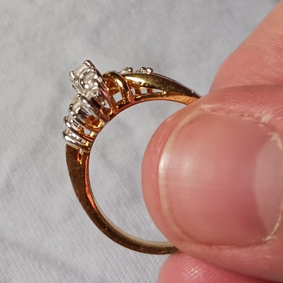 Vintage Gold Plated and CZ Cocktail Ring Size 7 - Picture 13 of 16